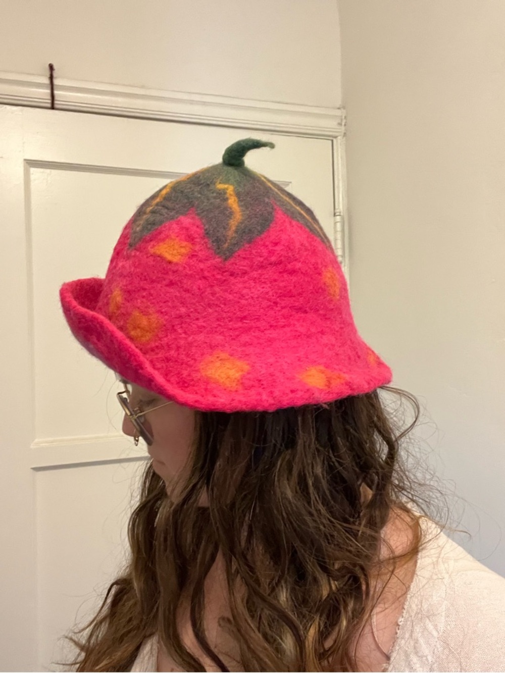 Pink Felt Strawberry Hat